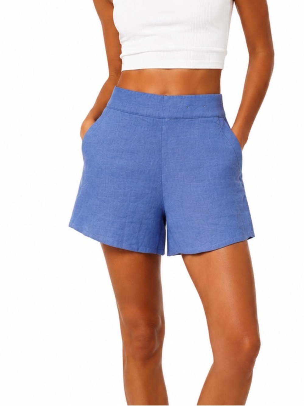 Abercrombie & Fitch Blue Linen Shorts With Pockets Sz 23